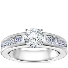 Channel Round Diamond Engagement Ring in 18k White Gold (1 1/2 ct. tw.)